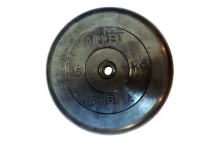 Диск обрезиненный BARBELL ATLET 25 кг / диаметр 26 мм