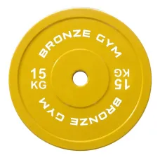 Диск калиброванный BRONZE GYM для пауэрлифтинга желтый 15 кг