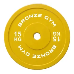 Диск калиброванный BRONZE GYM для пауэрлифтинга желтый 15 кг