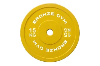 Диск калиброванный BRONZE GYM для пауэрлифтинга желтый 15 кг