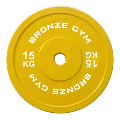 Диск калиброванный BRONZE GYM для пауэрлифтинга желтый 15 кг