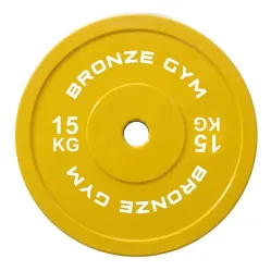 Диск олимпийский BRONZE GYM тяжелоатлетический желтый 15 кг