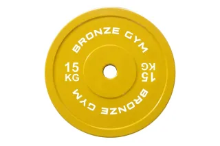 Диск олимпийский BRONZE GYM тяжелоатлетический желтый 15 кг