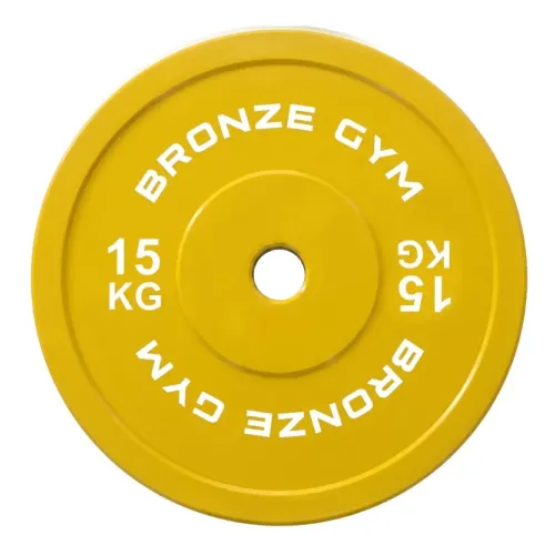 Диск олимпийский BRONZE GYM тяжелоатлетический желтый 15 кг