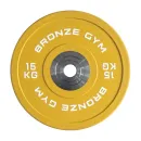 Диск олимпийский BRONZE GYM тяжелоатлетический желтый 15 кг
