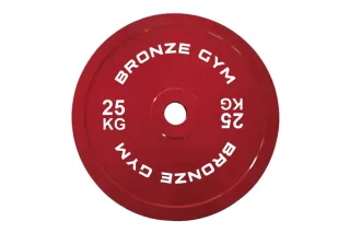 Диск олимпийский BRONZE GYM тяжелоатлетический красный 25 кг