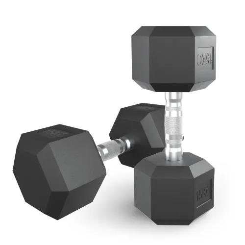 Гантель гексагональная UNIX Fit обрезиненная 15 кг, 2 шт