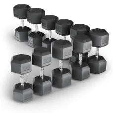 Ряд гантелей гексагональных UNIX Fit обрезиненные от 27,5 до 50 кг