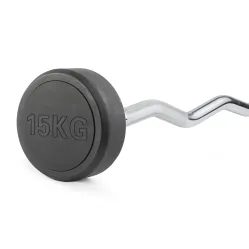 Штанга неразборная обрезиненная 15 кг Изогнутый гриф. VictoryFit VF-DX5150