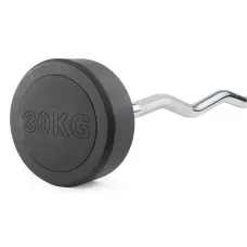 Штанга неразборная обрезиненная 30 кг Изогнутый гриф. VictoryFit VF-DX5300