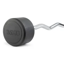 Штанга неразборная обрезиненная 35 кг Изогнутый гриф. VictoryFit VF-DX5350