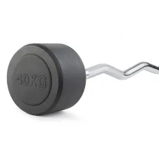 Штанга неразборная обрезиненная 40 кг Изогнутый гриф. VictoryFit VF-DX5400