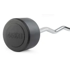 Штанга неразборная обрезиненная 45 кг Изогнутый гриф. VictoryFit VF-DX5450
